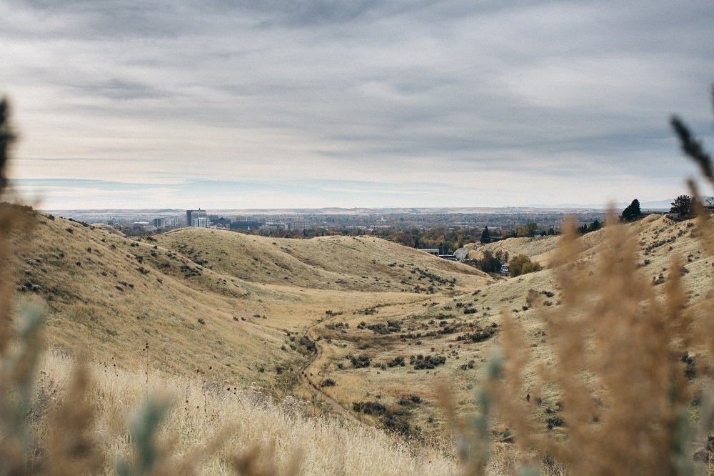 Hillside to the Hollow valley view with downtown Boise in the background.